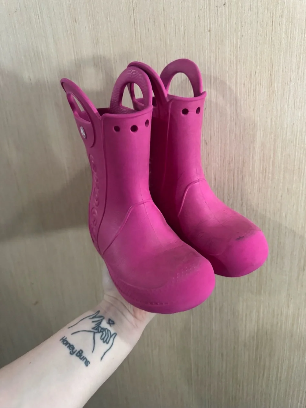 Women’s CROCS Pink Slip-On Clog Rain Boots Size 13